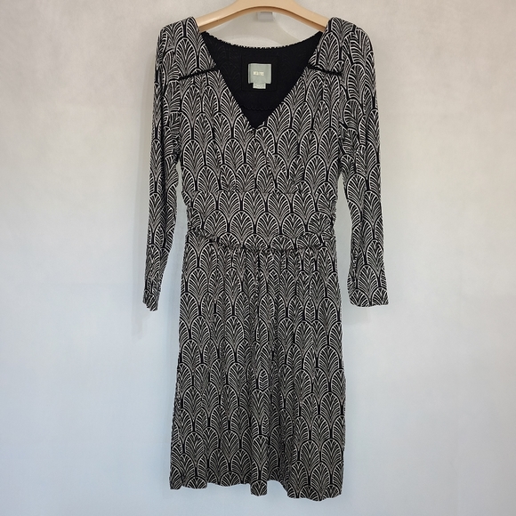 Anthropologie Maeve Galena Leaf Print Faux Wrap Midi Dress, Size S - Picture 4 of 6